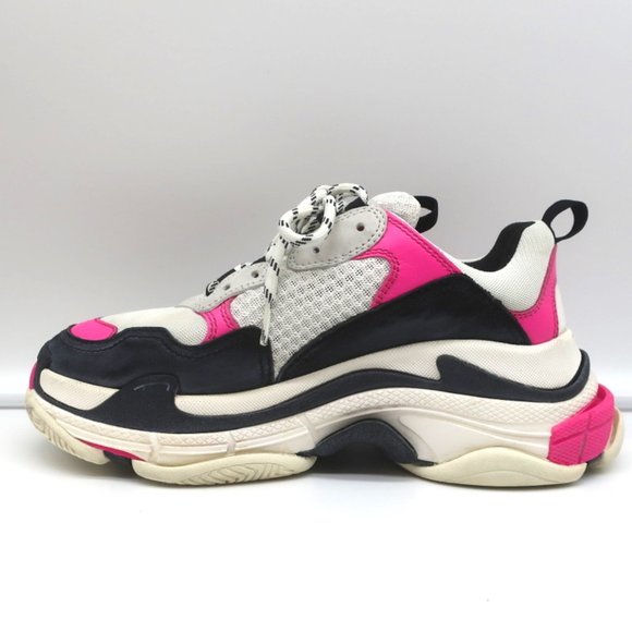BALENCIAGA TRIPLE S SNEAKERS WHITE MESH & PINK LEATHER SIZE 39 - Picture 7 of 11
